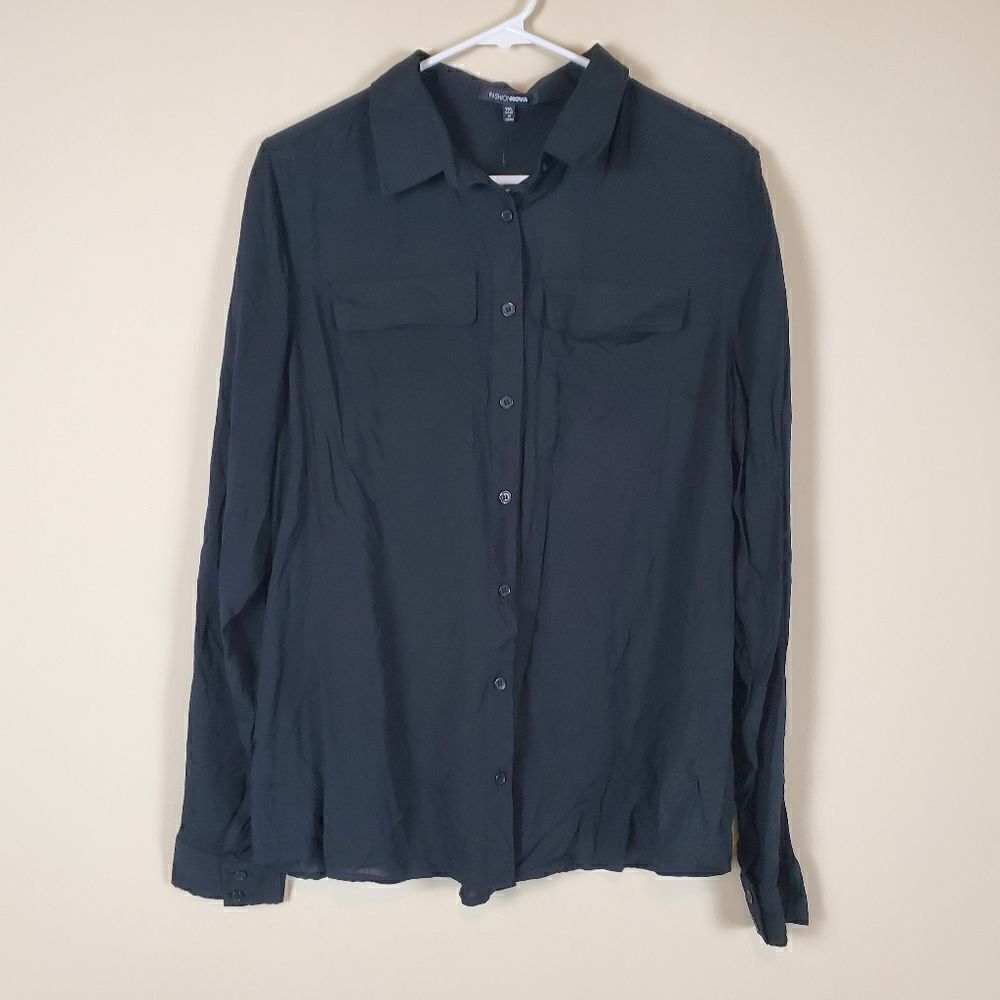 Fashion Nova Black You Better Work Button-up Polo Shirt Size 1X